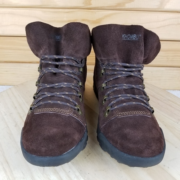 KHOMBU SAM Womens 7.5 US Leather Faux Fur Ankle Boot Lace-up Snow Winter Outdoor - Picture 8 of 12